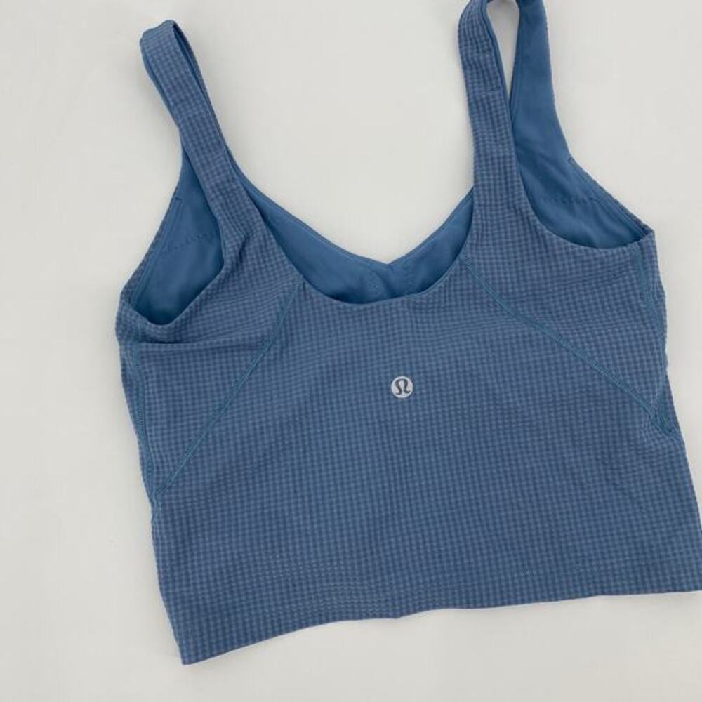 Lululemon Scoop Neck Yoga Tank Top *Grid Texture Utility Blue - Picture 4 of 9